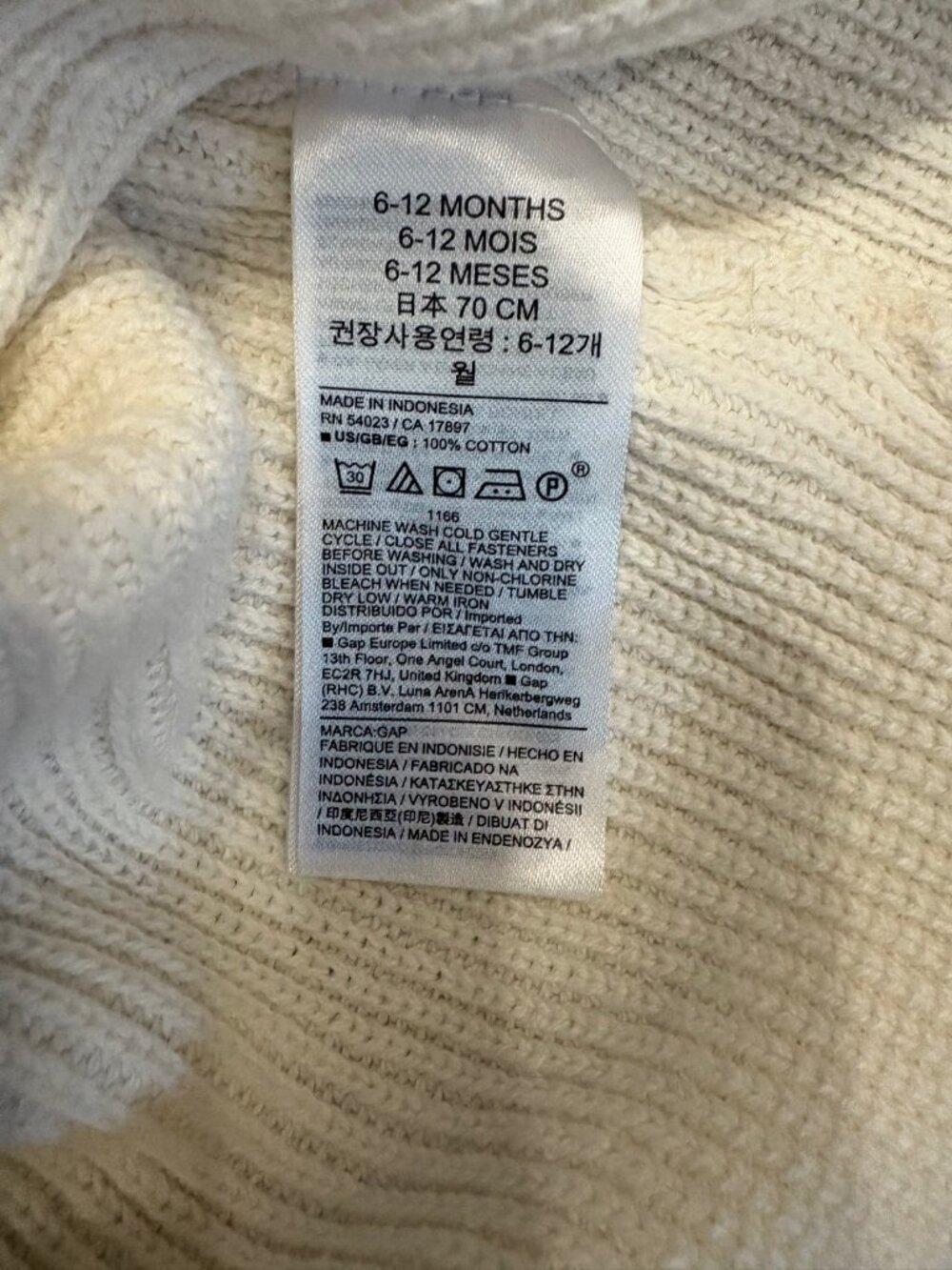 Baby Gap Chunky Ribbed Knit Button-Front Cardigan – Cream / Off-White - Picture 4 of 4